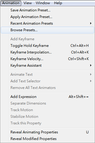 開啟Browse Presets