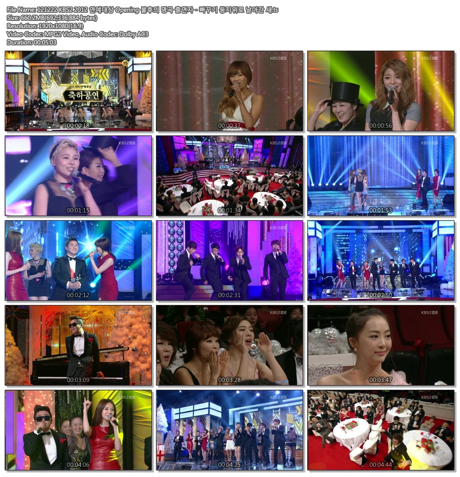 121222 KBS2 2012 연예대상 Opening 불후의 명곡 출연자 - 뻐꾸기 둥지위로 날아간 새.jpg