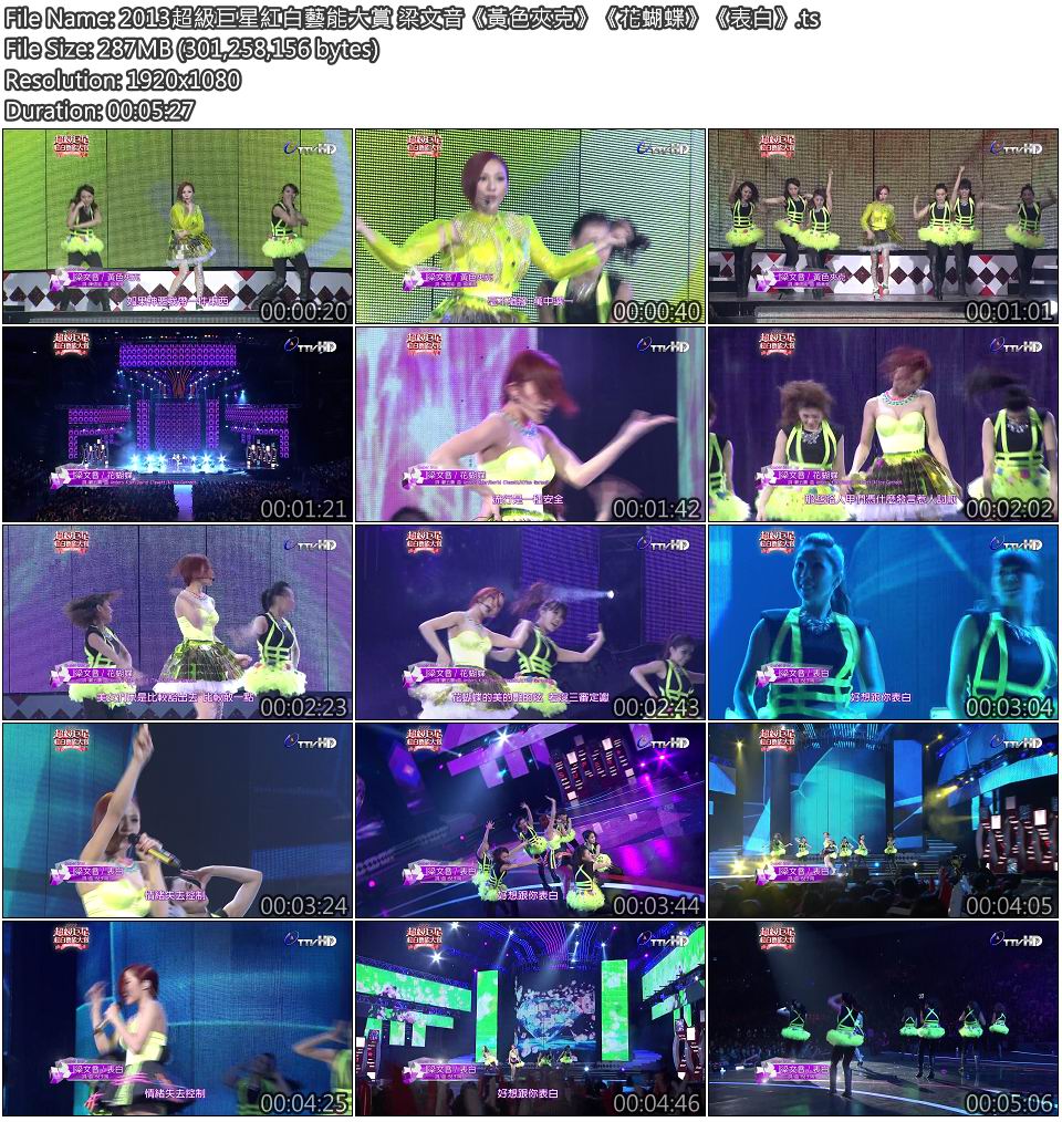 2013超級巨星紅白藝能大賞 梁文音《黃色夾克》《花蝴蝶》《表白》.jpg.jpg