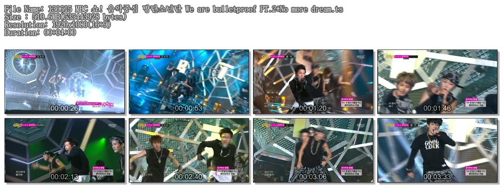 130615 MBC 쇼! 음악중심 방탄소년단 We are bulletproof PT.2 No more dream.ts.jpg