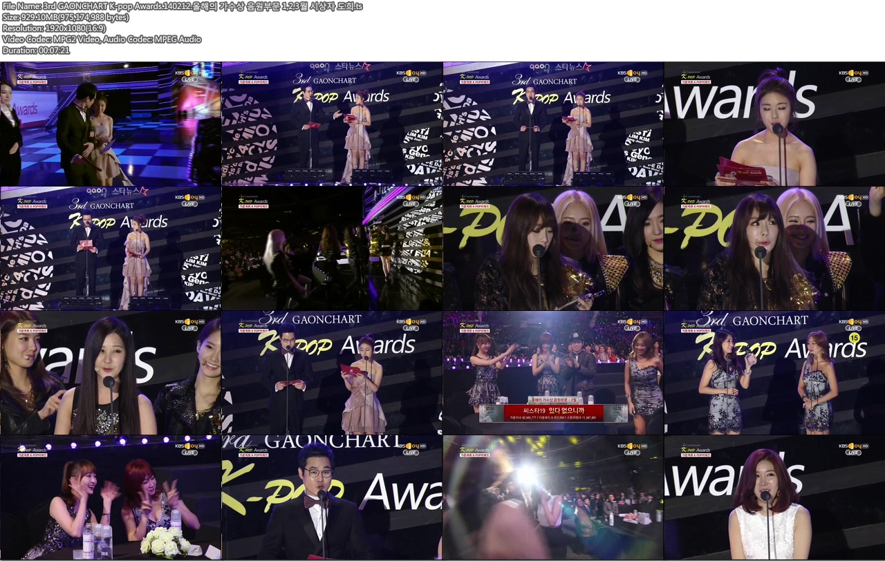 3rd GAONCHART K-pop Awards.140212.올해의 가수상 음원부문 1,2,3월 시상자 도희.ts..jpg