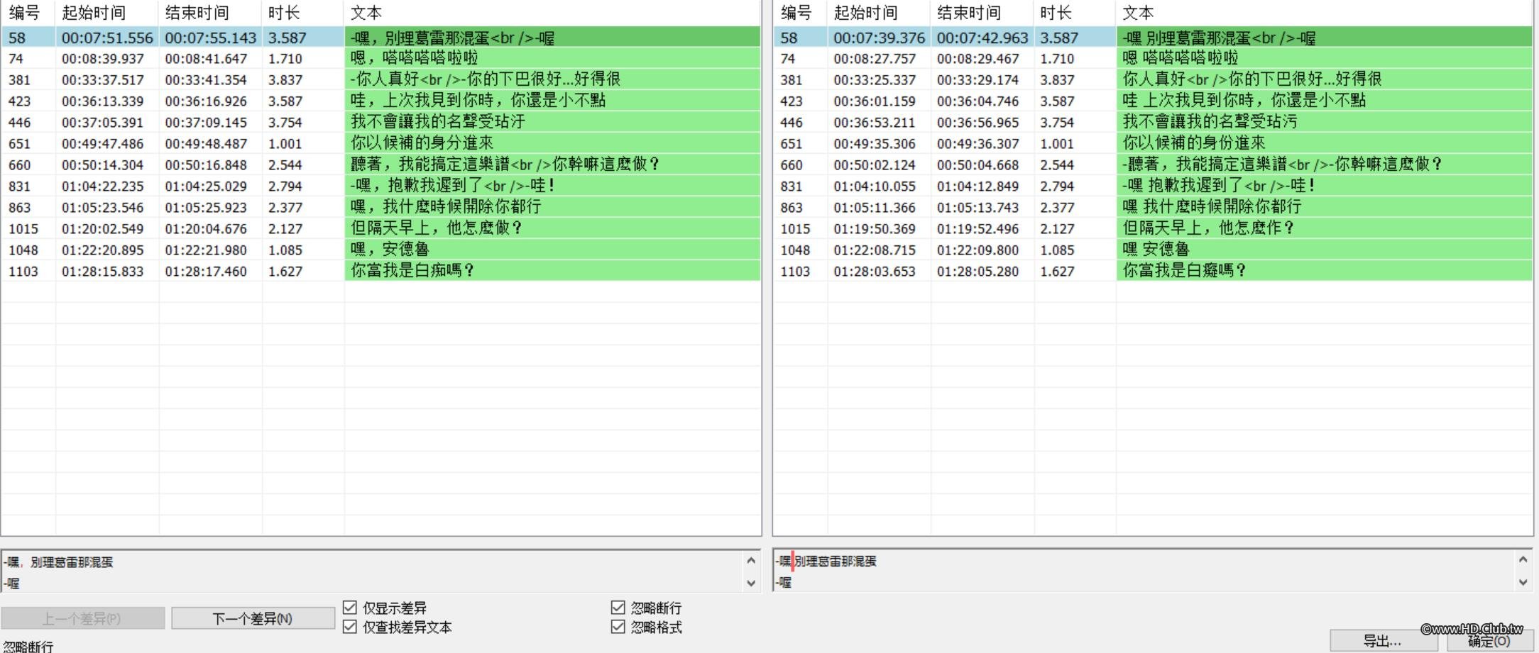 和站內BD中字差別見圖
