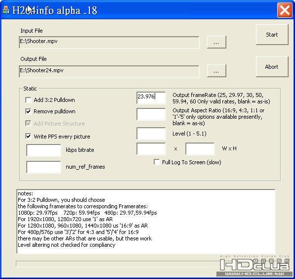 h264info 轉 .mpv 為 23.976 FPS - 24.mpv