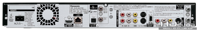 「DMR-BW780」背面端子部
