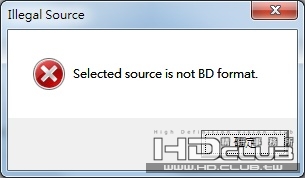 Selected source is not BD format