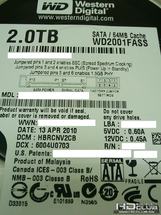 WD Caviar Black 硬碟(WD2001FASS/P)  2TB 3.5吋 / SATAII / 64MB緩衝記憶體 / 雙處理器技術