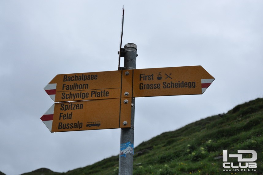 First山上的路牌，一路指引你到Bachalpsee。