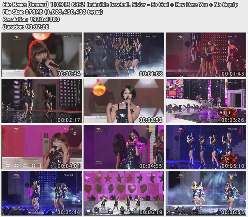 [bearwu] 110913 KBS2 Invincible baseball. Sistar - So Cool   How Dare You   Ma Boy.jpg
