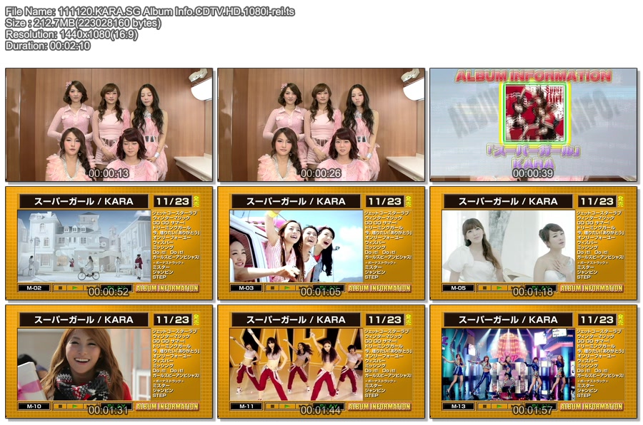 Kara - SG Album Info 111120 CDTV -rei.jpg