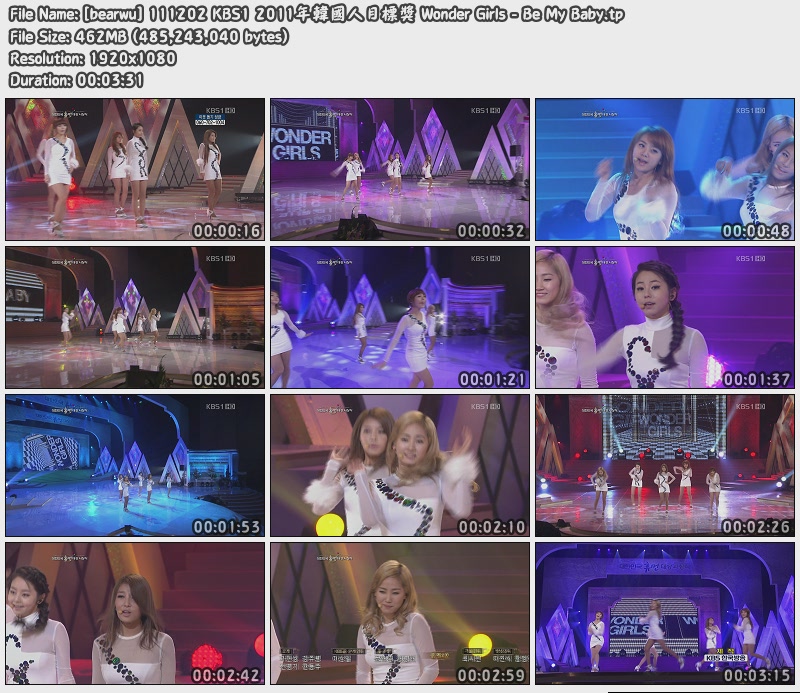 [bearwu] 111202 KBS1 2011年韓國人目標獎 Wonder Girls - Be My Baby.jpg