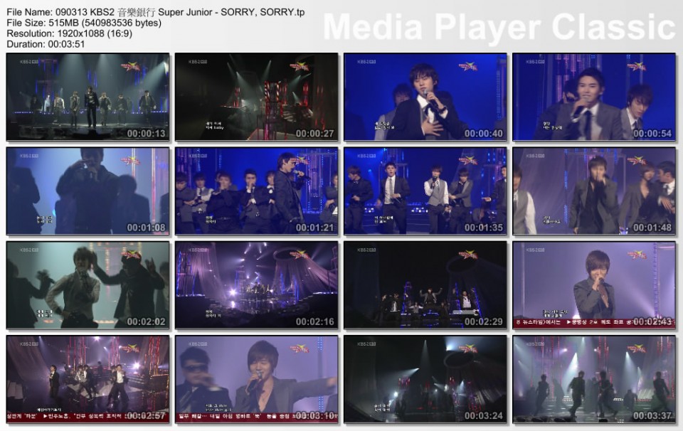 090313 KBS2 音樂銀行 Super Junior - SORRY, SORRY