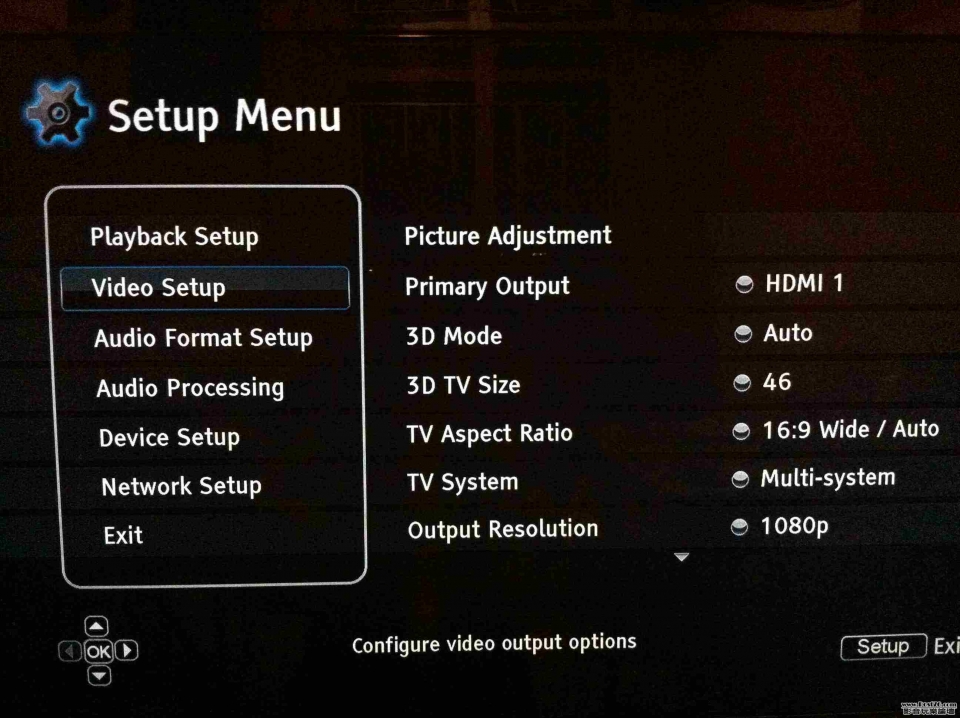 Video Setup => HDMI Options ==> Video only ( HDMI) Yes