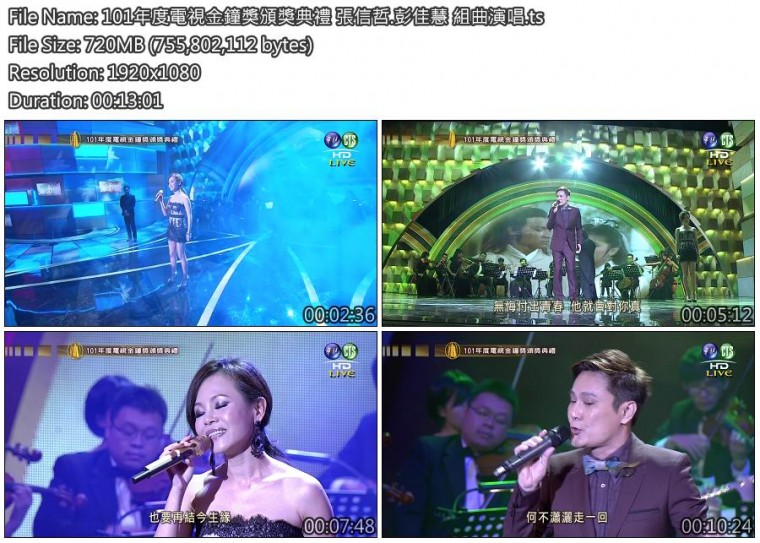 101年度電視金鐘獎頒獎典禮 張信哲.彭佳慧 組曲演唱.jpg