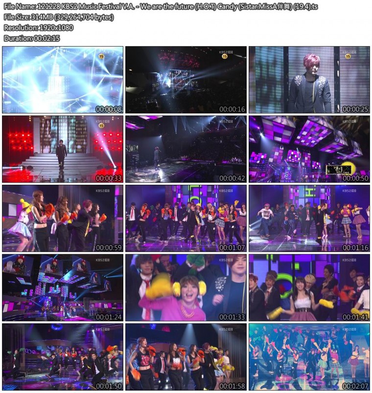 121228 KBS2 Music Festival V.A. - We are the future (H.O.T) Candy (Sistar.MissA.jpg