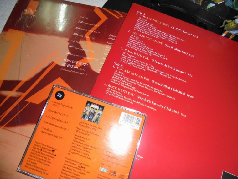 Jam的美版12" Single與CD Single，以及You Are Not Alone的歐洲版12" Single