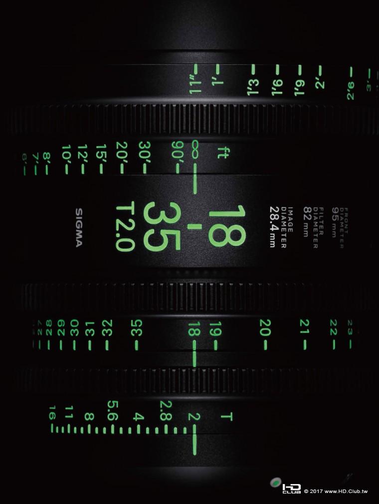 圖說_SIGMA電影鏡頭使用Fully Luminous處理，夜光漆標示提供用戶於夜間拍攝最佳的使用.jpg